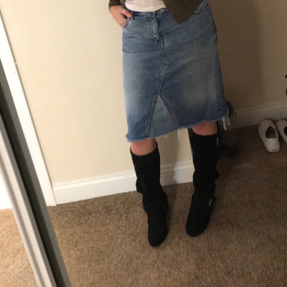 Black suede tall boots